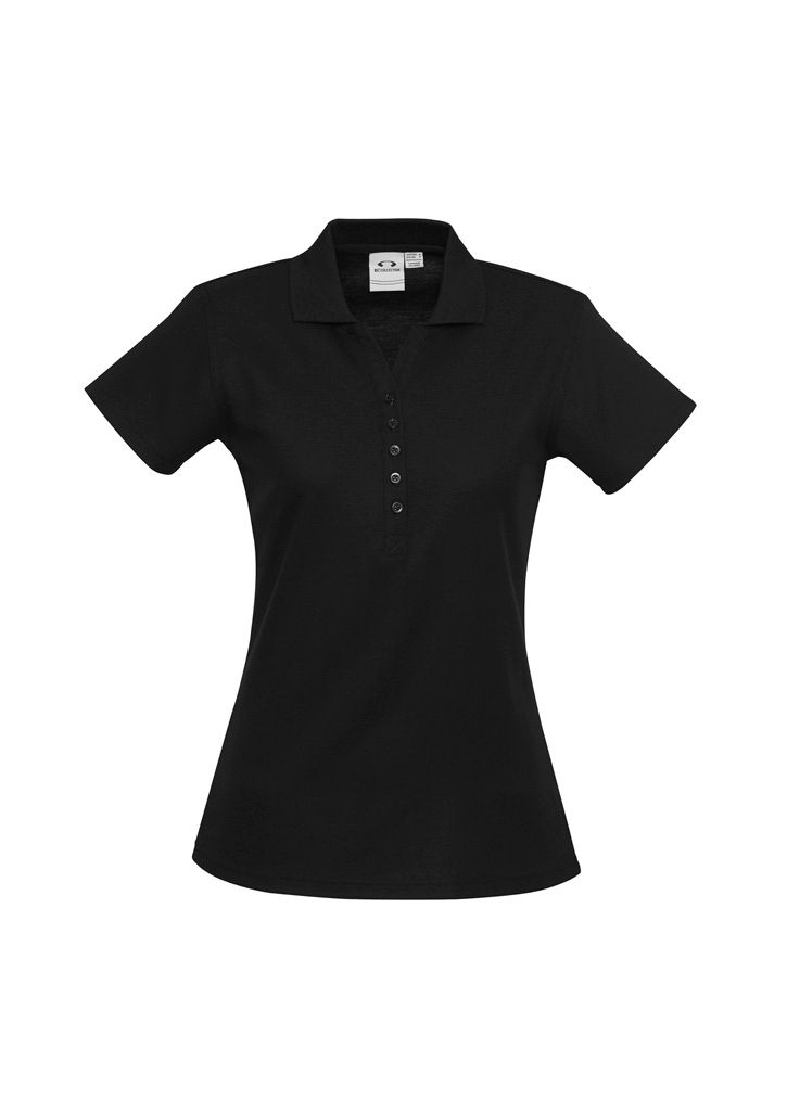 Biz Collection Womens Crew Short Sleeve Polo in Black