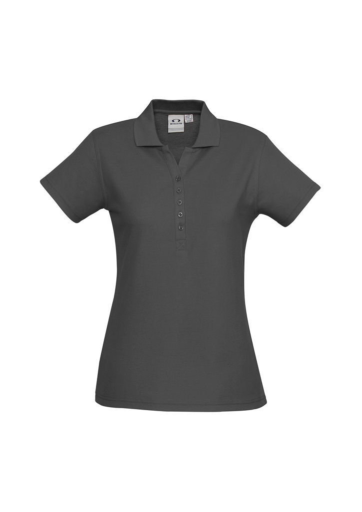 Biz Collection Womens Crew Short Sleeve Polo in Charcoal