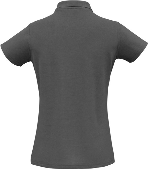 Am image of a Custom Biz Collection Womens Crew Short Sleeve Polo in Charcoal!