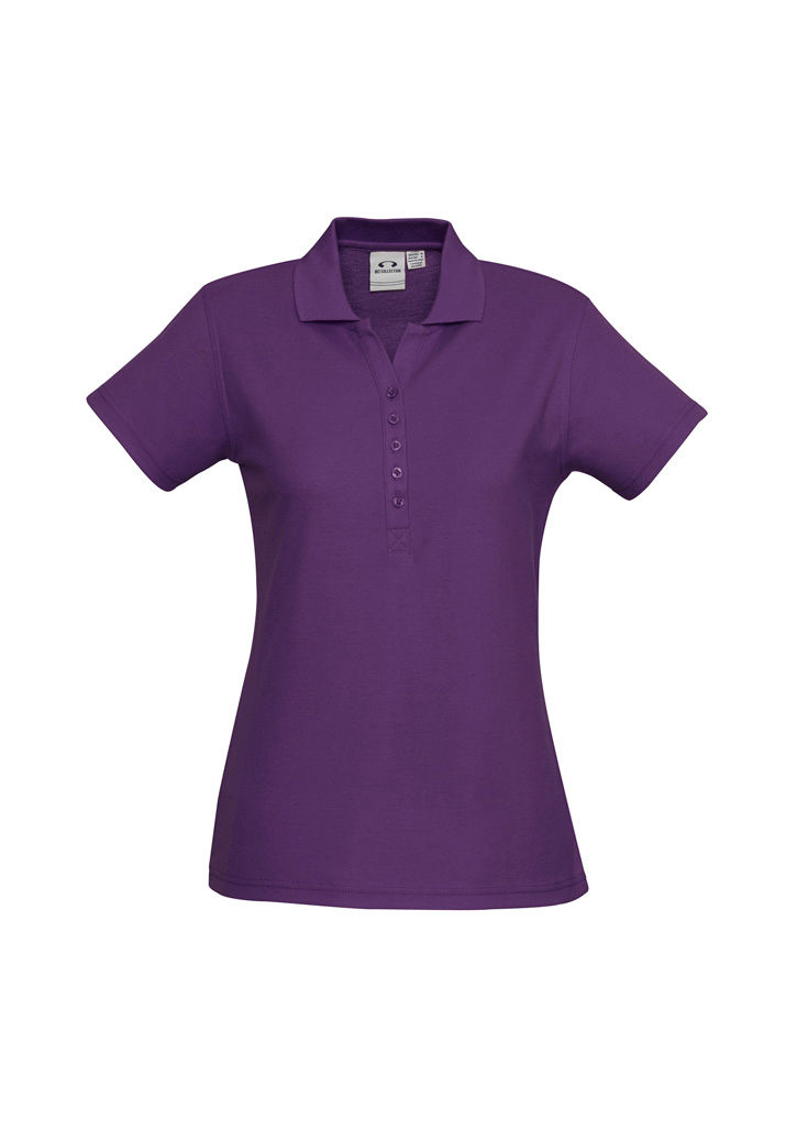 Biz Collection Womens Crew Short Sleeve Polo in Purple