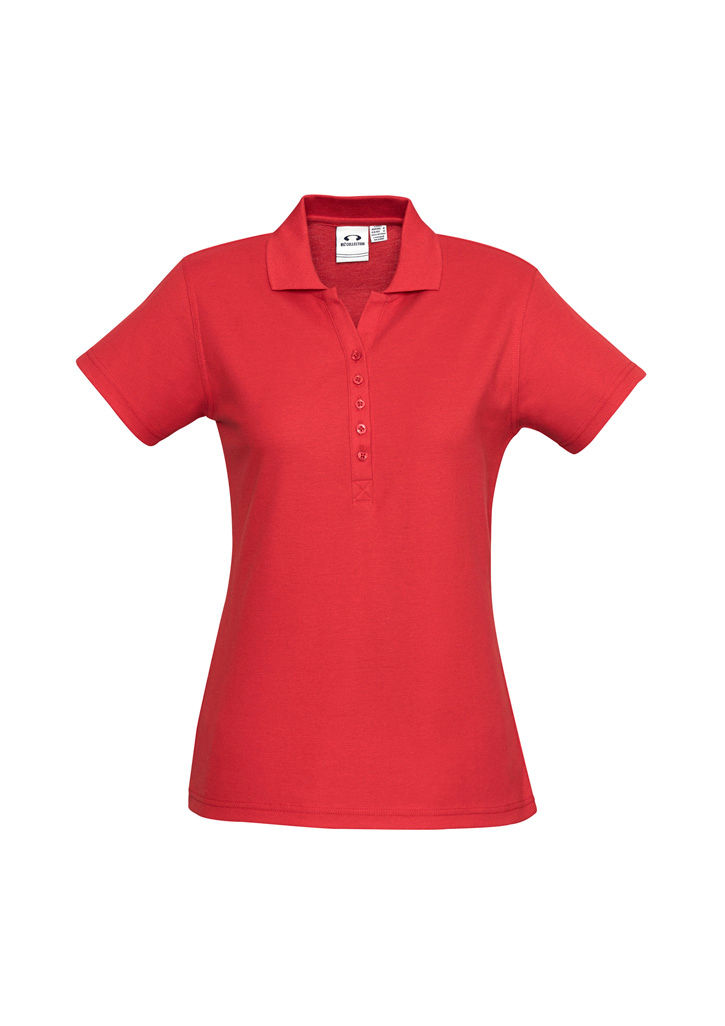 Biz Collection Womens Crew Short Sleeve Polo in Red