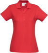 Am image of a Custom Biz Collection Womens Crew Short Sleeve Polo in Red!