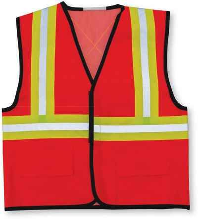 Am image of a Custom Big K Polyester Kids Safety Vest in Orange!