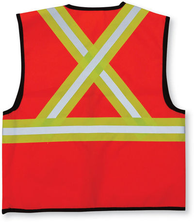 Am image of a Custom Big K Polyester Kids Safety Vest in Orange!