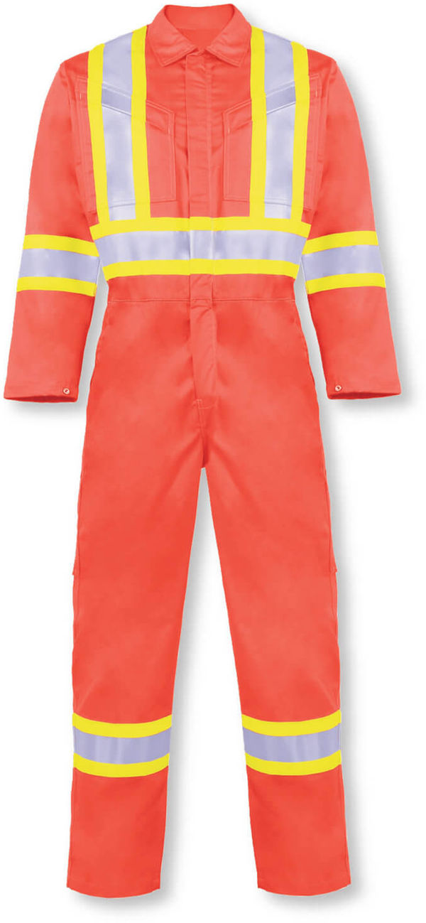 Am image of a Custom Big K 100 Cotton Fire Retardant Coverall in Orange!