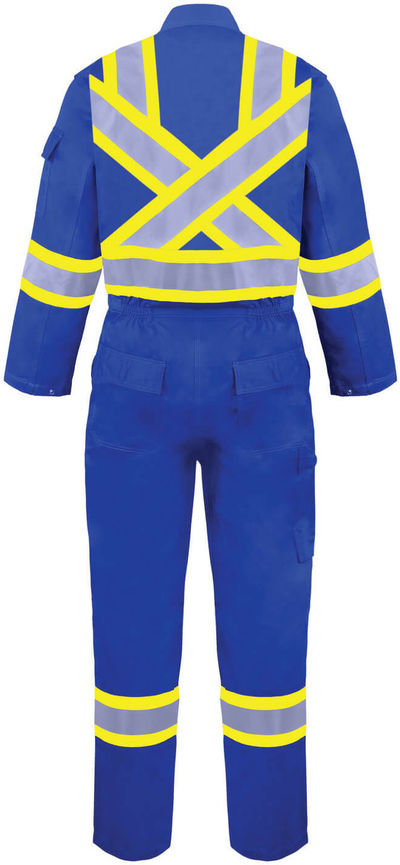 Am image of a Custom Big K 100 Cotton Fire Retardant Coverall in Royal Blue!