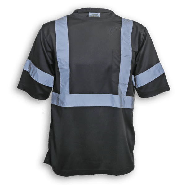 Am image of a Custom Big K 100 Percent Soft Polyester Traffic Safety TShirt in Black!