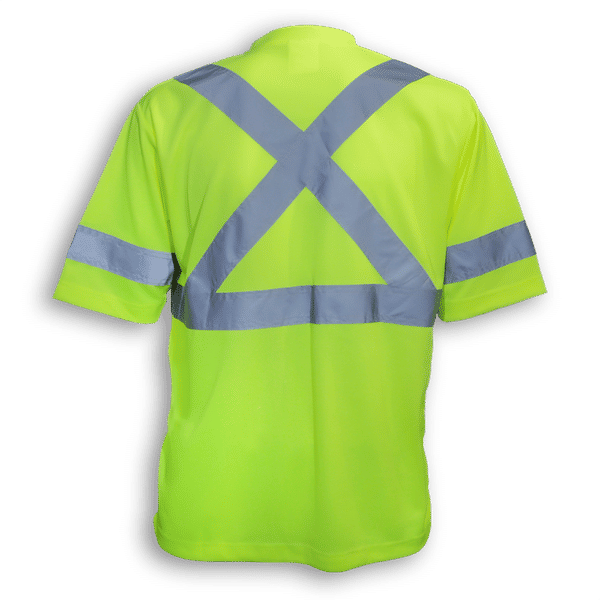 An image of a Custom Big K 100 Percent Soft Polyester Traffic Safety TShirt in Lime!