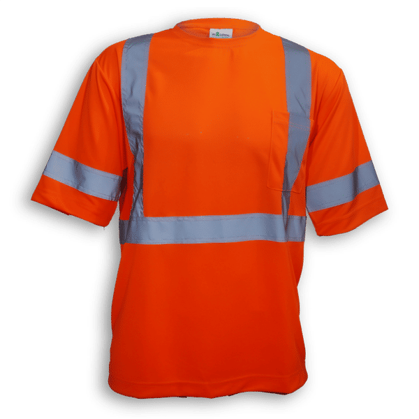 Am image of a Custom Big K 100 Percent Soft Polyester Traffic Safety TShirt in Orange!