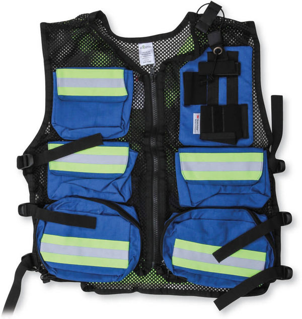 Am image of a Custom Big K Mesh First Aid Safety Vest in Royal Blue!