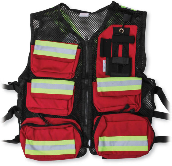Am image of a Custom Big K Mesh First Aid Safety Vest in Red!