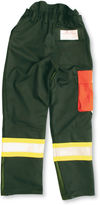 Am image of a Custom Big K 3600 Threshold Faller Safety Pant in Forest Green!