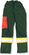 Am image of a Custom Big K 4100 Threshold Faller Safety Pant in Forest Green!