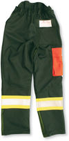 Am image of a Custom Big K 4100 Threshold Faller Safety Pant in Forest Green!