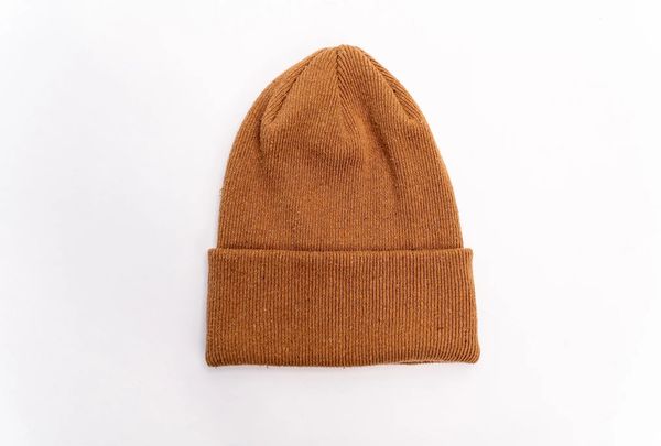 Am image of a Custom Beaniiez Boreal Recycled Cotton Toque in Saddle!