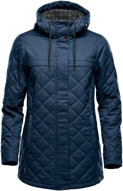 Am image of a Custom Stormtech Women's Bushwick Quilted Jacket in Indigo!
