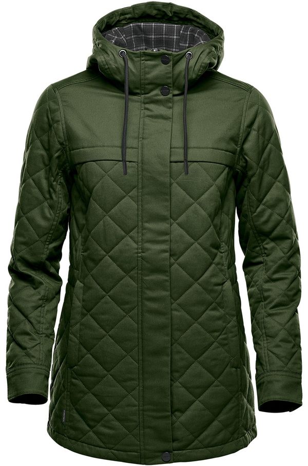 Am image of a Custom Stormtech Women's Bushwick Quilted Jacket in Earth Green!