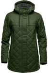Am image of a Custom Stormtech Women's Bushwick Quilted Jacket in Earth Green!
