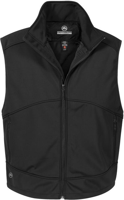 Am image of a Custom Stormtech Mens Cirrus Bonded Vest in BLACK!