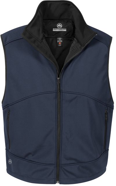 Am image of a Custom Stormtech Mens Cirrus Bonded Vest in NAVY!