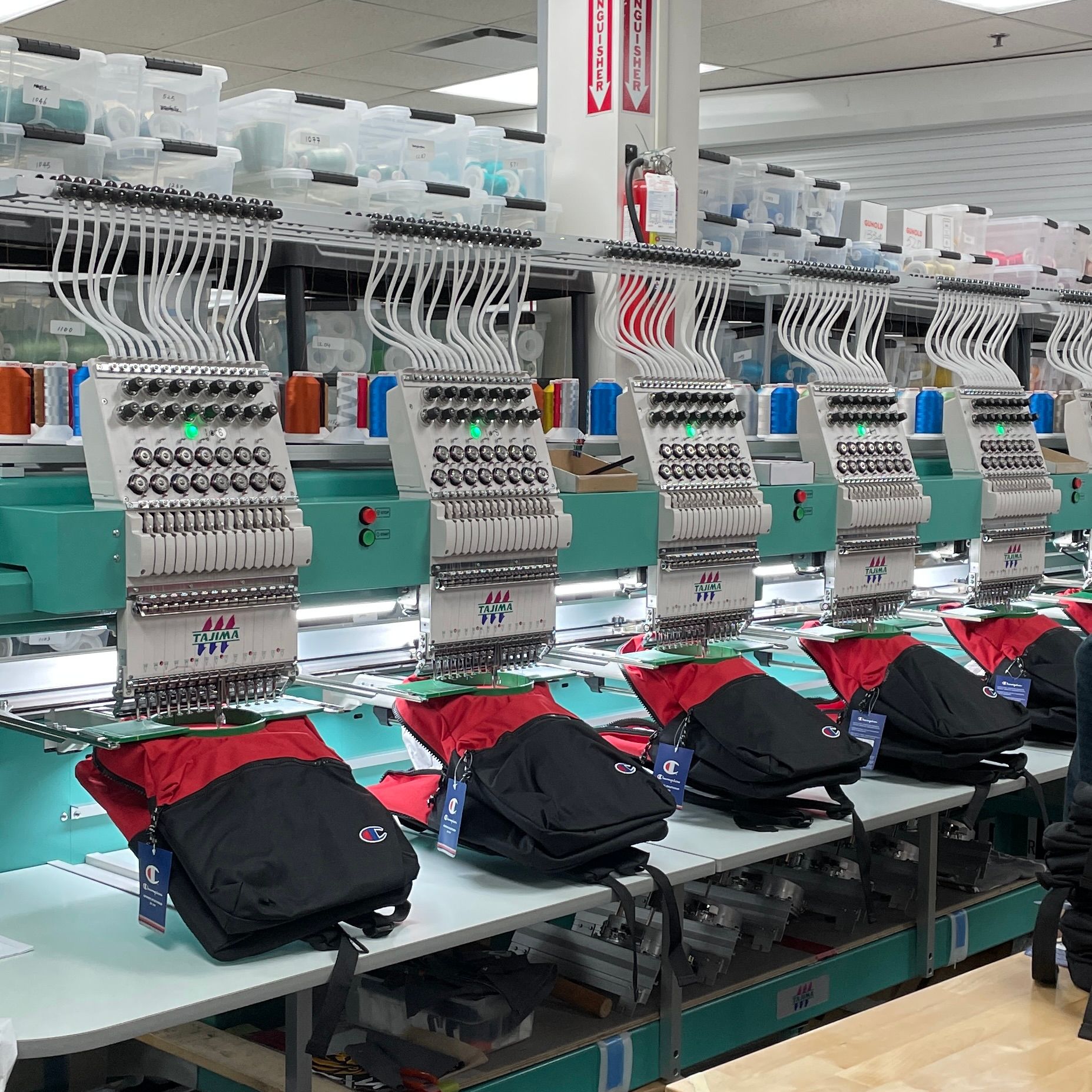 An example of embroidery done on bags