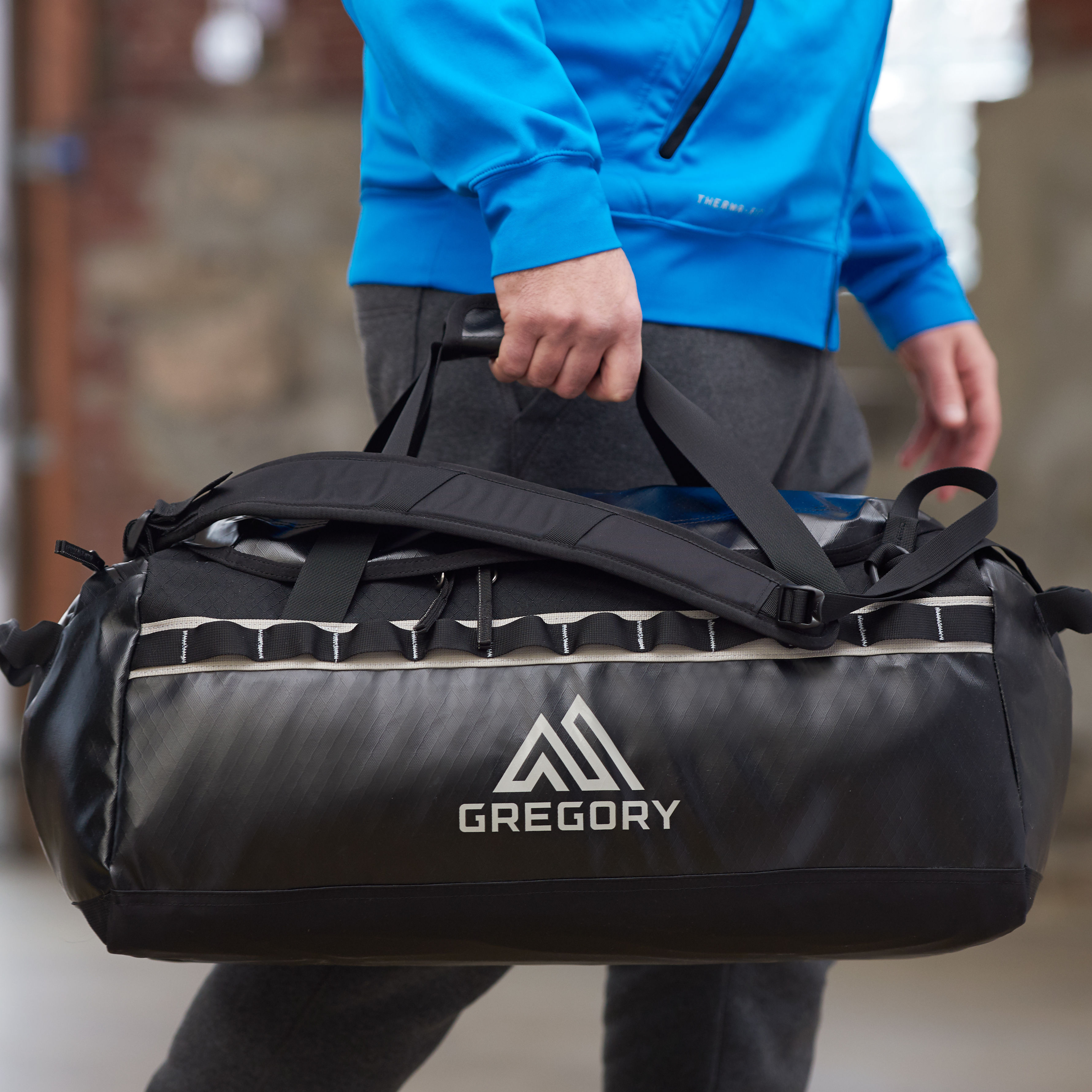 An image of a custom duffel bag that was printed using direct film transfer.