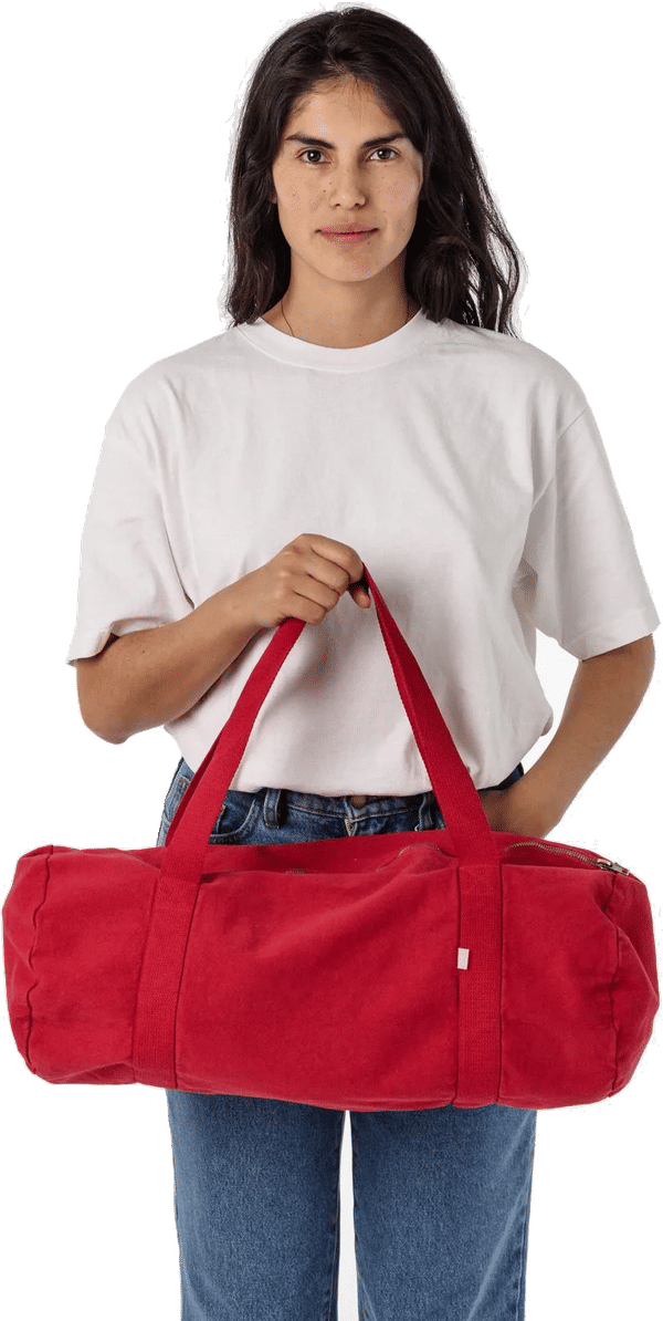 Am image of a Custom LA Apparel Gym Bag in Dark Red!