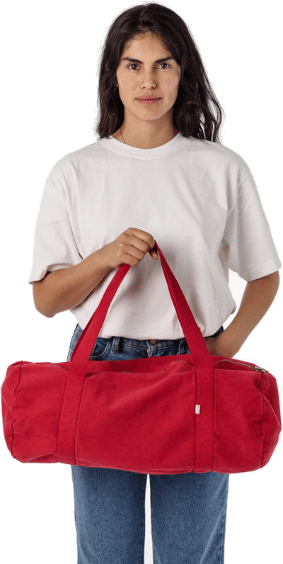 Am image of a Custom LA Apparel Gym Bag in Dark Red!