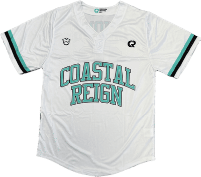 Am image of a Custom Sublimated Two Button Baseball Jersey in Essential!