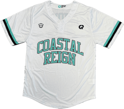 Am image of a Custom Sublimated Two Button Youth Baseball Jersey in Essential!