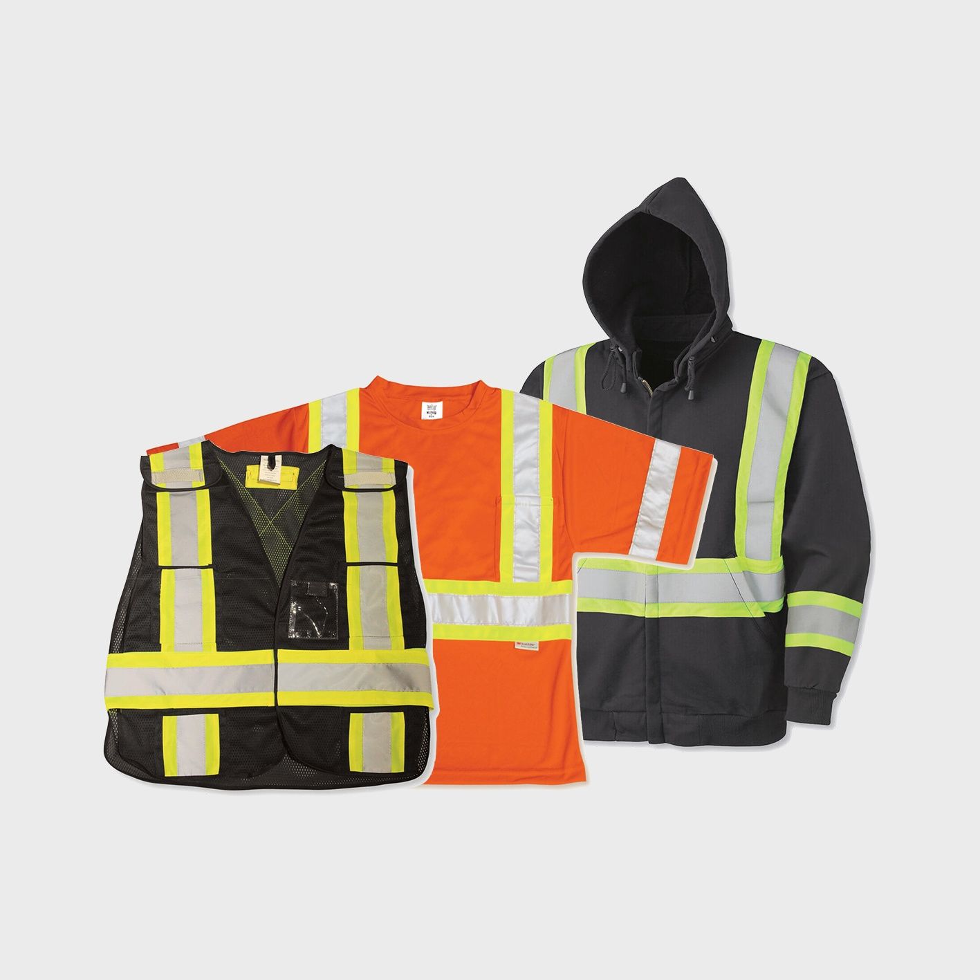 An image of custom safety wear that you can print your logo on!