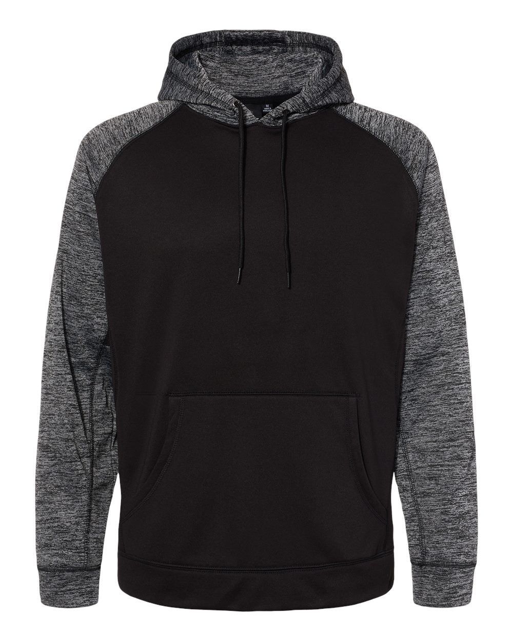 Burnside Performance Raglan Pullover Hoodie in Black/ Heather Charcoal