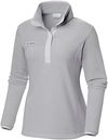 Am image of a Custom Columbia Womens Benton Springs Half Snap Fleece Pullover in Cool Grey!