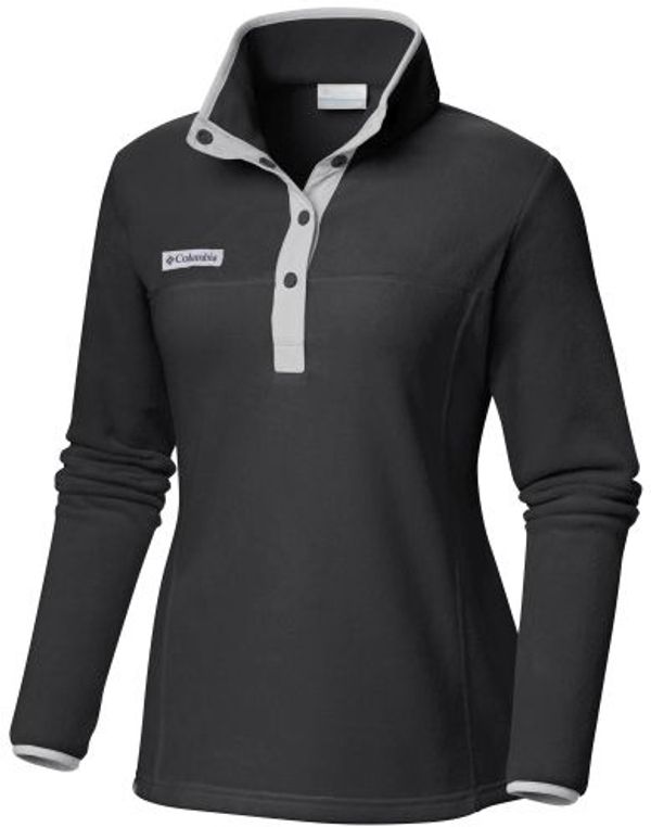 Am image of a Custom Columbia Womens Benton Springs Half Snap Fleece Pullover in Black!