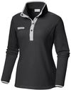 Am image of a Custom Columbia Womens Benton Springs Half Snap Fleece Pullover in Black!