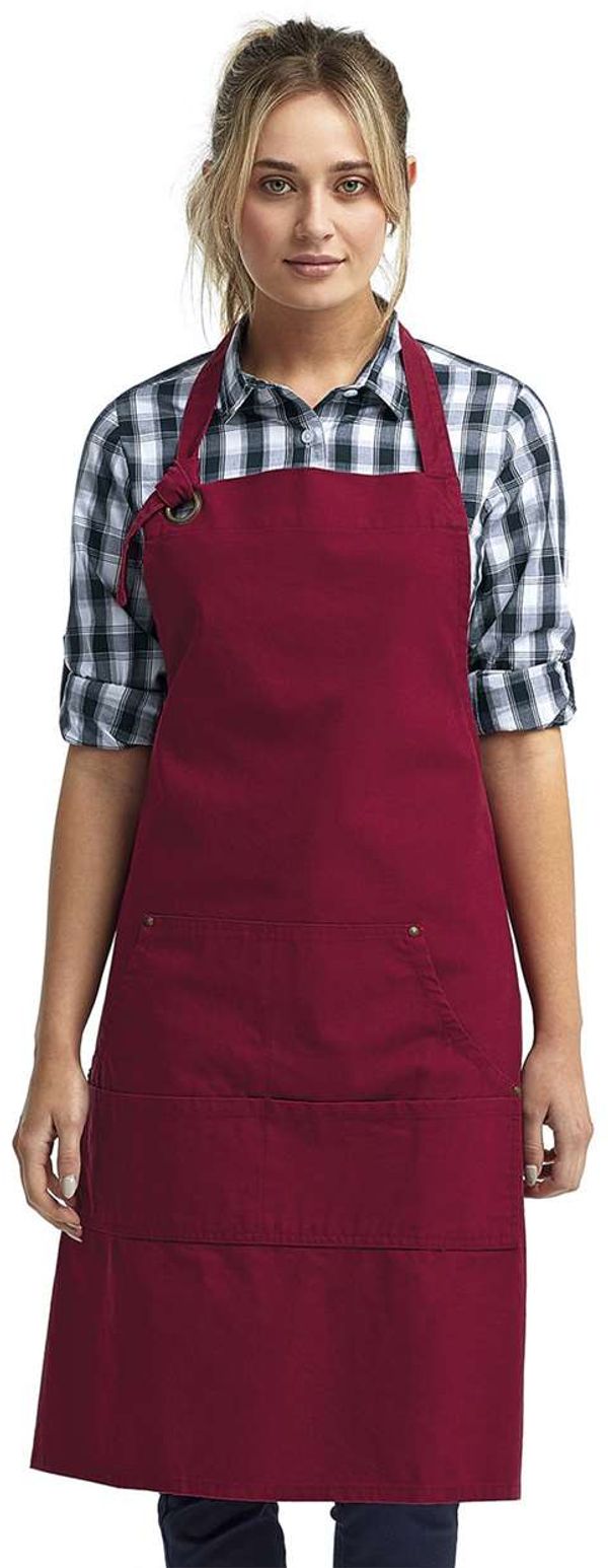 Am image of a Custom Calibre Heavy Cotton Canvas Pocket Apron in Burgundy!