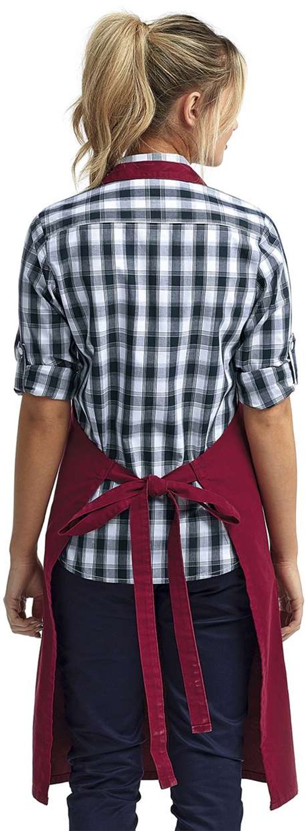 Am image of a Custom Calibre Heavy Cotton Canvas Pocket Apron in Burgundy!