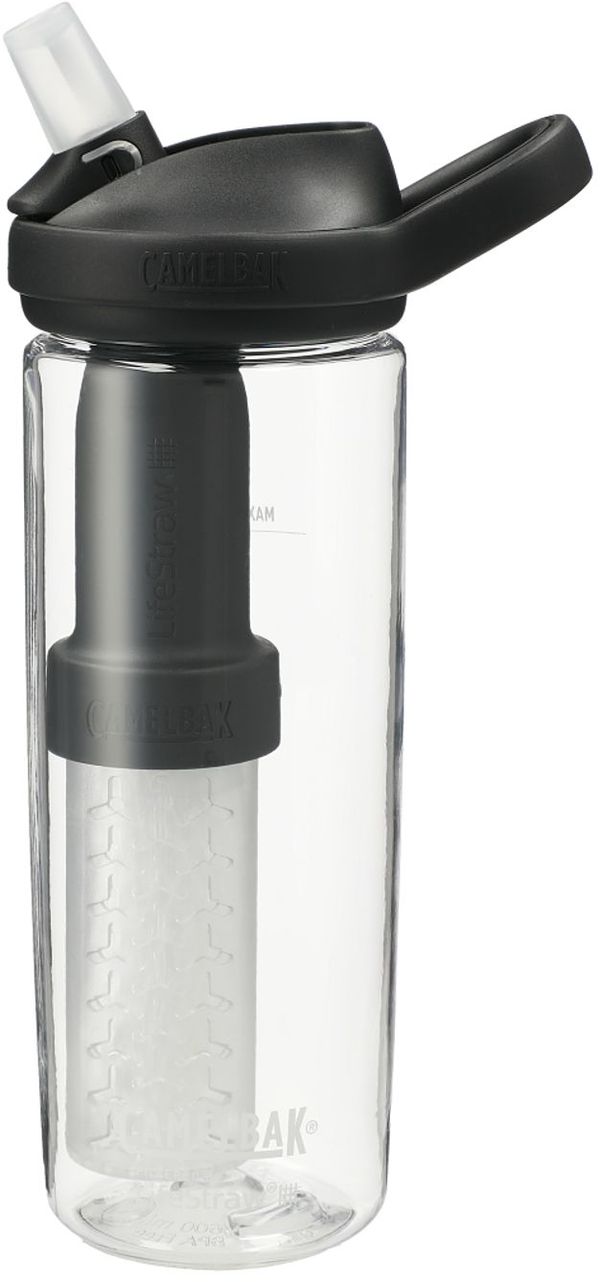 An image of a Custom CamelBak Eddy 20oz with Tritan Renew LifeStraw in Clear!