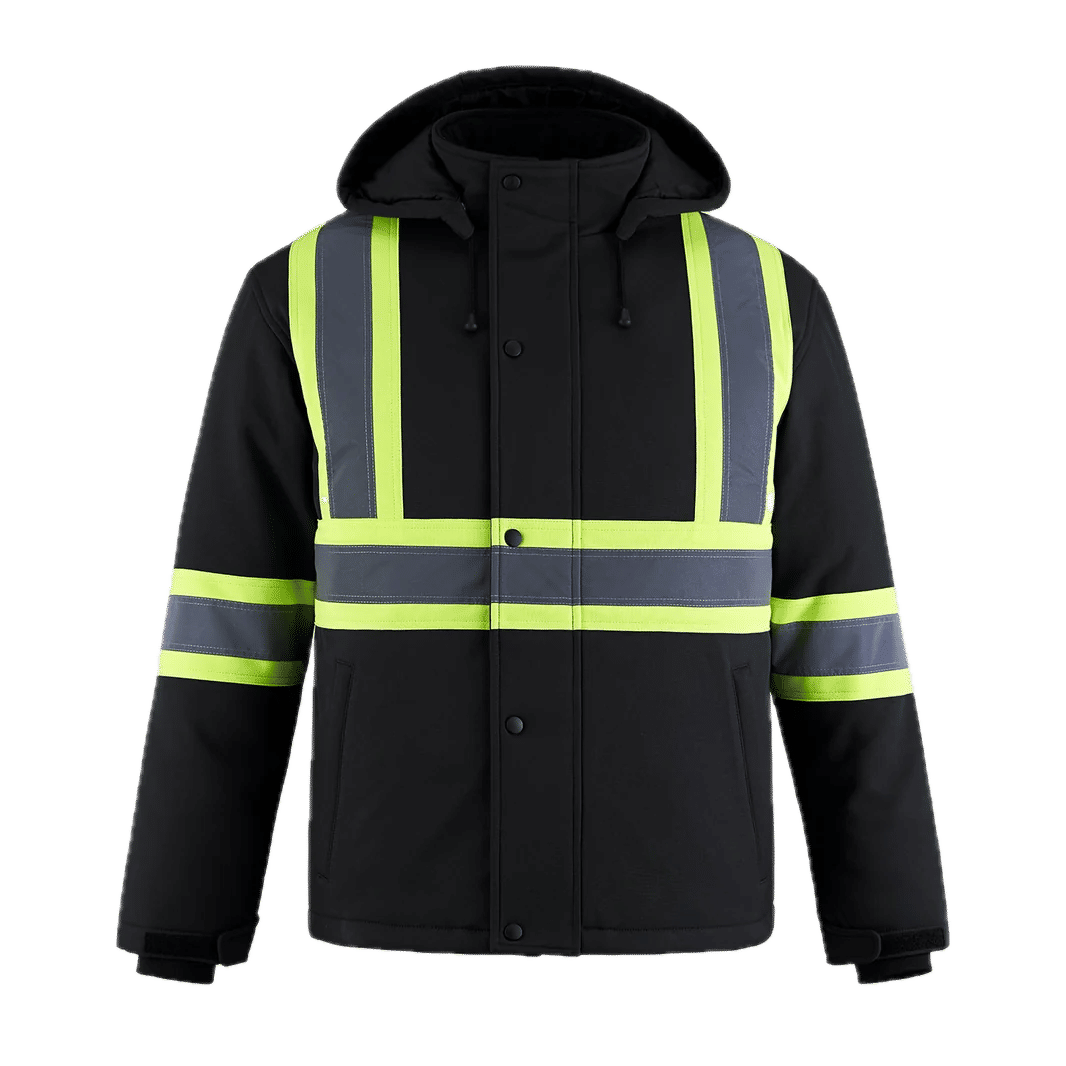 Canada Sportswear Freightliner Hi Vis Insulated Softshell with Detachable Hood in Black