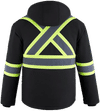 Am image of a Custom Canada Sportswear Freightliner Hi Vis Insulated Softshell with Detachable Hood in Black!