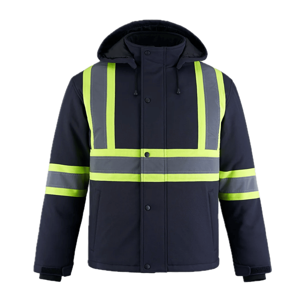 Canada Sportswear Freightliner Hi Vis Insulated Softshell with Detachable Hood in Navy