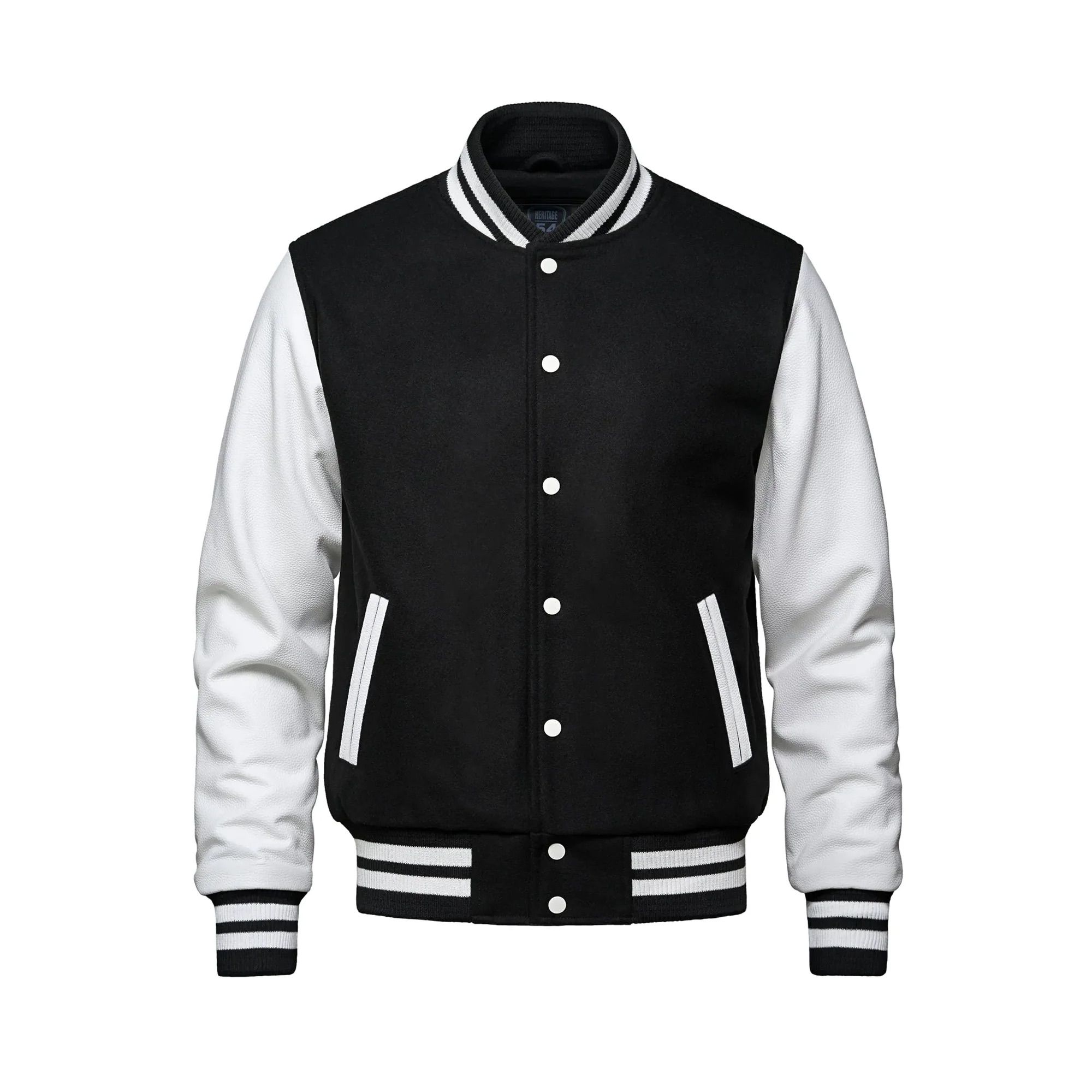 Canada Sportswear Melton and Leather Varsity Jacket in Black/White