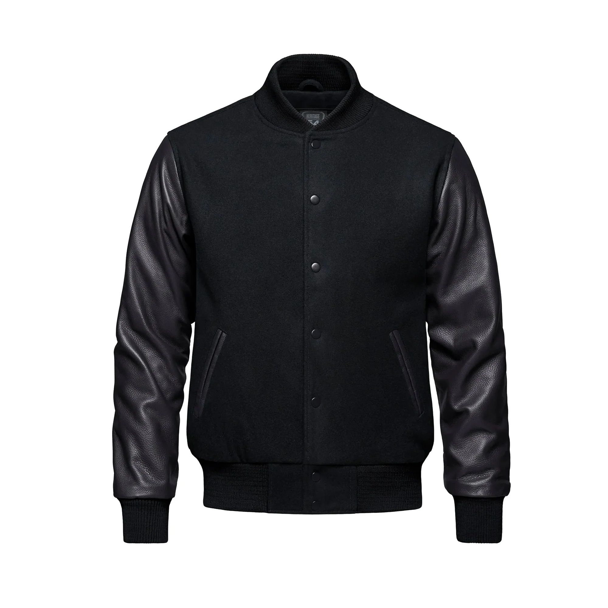 Canada Sportswear Melton and Leather Varsity Jacket in Black