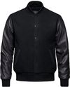 An image of a Custom Canada Sportswear Melton and Leather Varsity Jacket in Black!