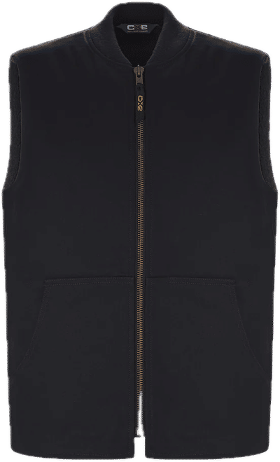 Am image of a Custom Canada Sportswear Ram Adult Cotton Canvas Vest with Sherpa Lining in Black!