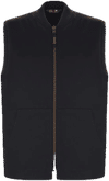 Am image of a Custom Canada Sportswear Ram Adult Cotton Canvas Vest with Sherpa Lining in Black!