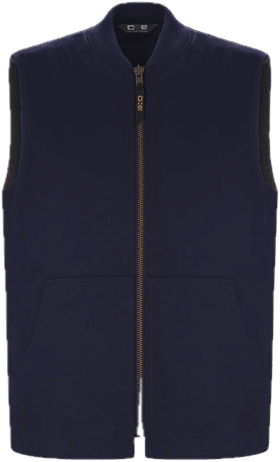 Am image of a Custom Canada Sportswear Ram Adult Cotton Canvas Vest with Sherpa Lining in Navy!