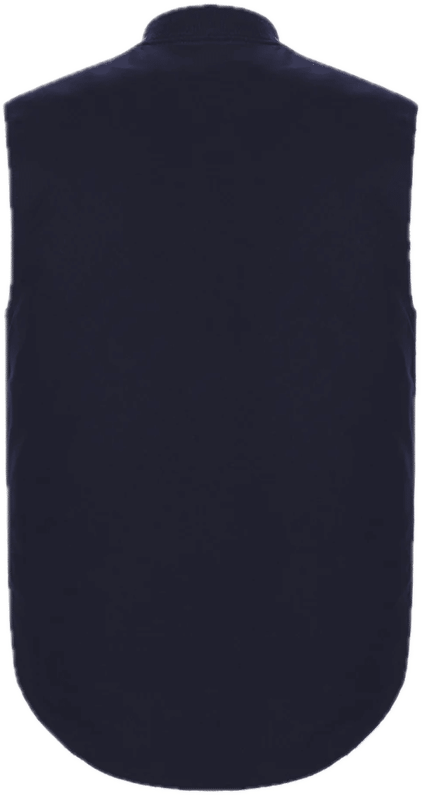 Am image of a Custom Canada Sportswear Ram Adult Cotton Canvas Vest with Sherpa Lining in Navy!