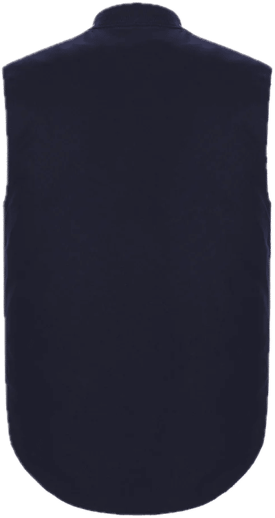 Am image of a Custom Canada Sportswear Ram Adult Cotton Canvas Vest with Sherpa Lining in Navy!