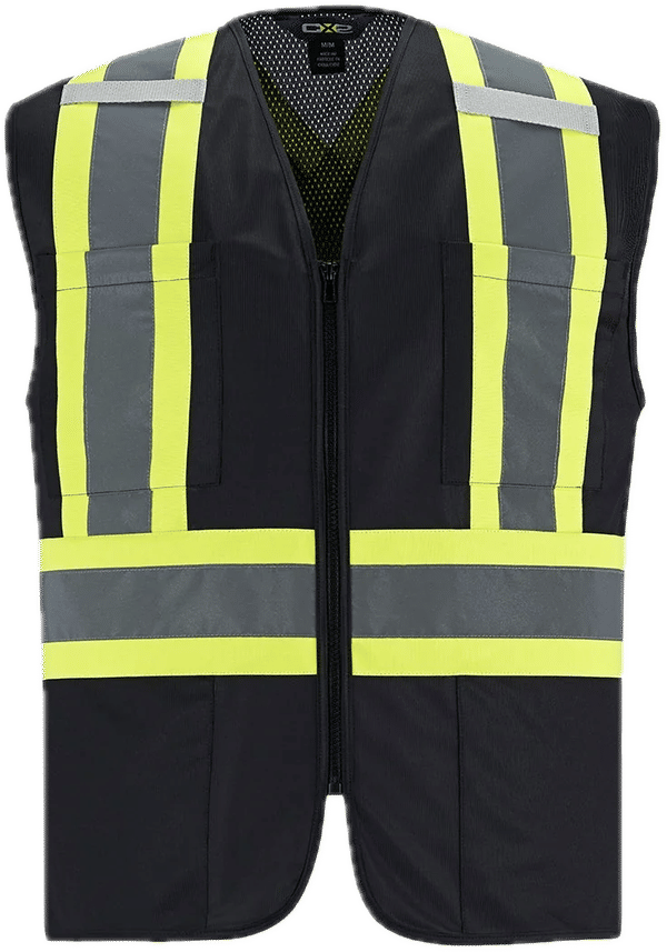 Am image of a Custom Canada Sportswear Scout Hi Vis Zipper front Vest in Black!